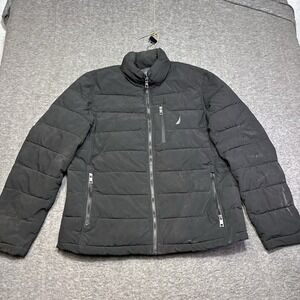 Nautica Performance Men Puffer Jacket Active Stretch Water Resistant Large Black